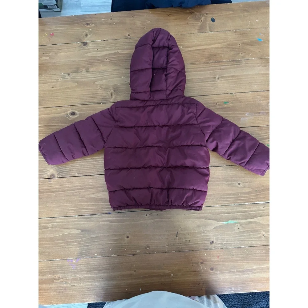 The Childrens Place Kids 2T Burgundy Puffer Jacket Hooded‎ Quilted Winter Coat
